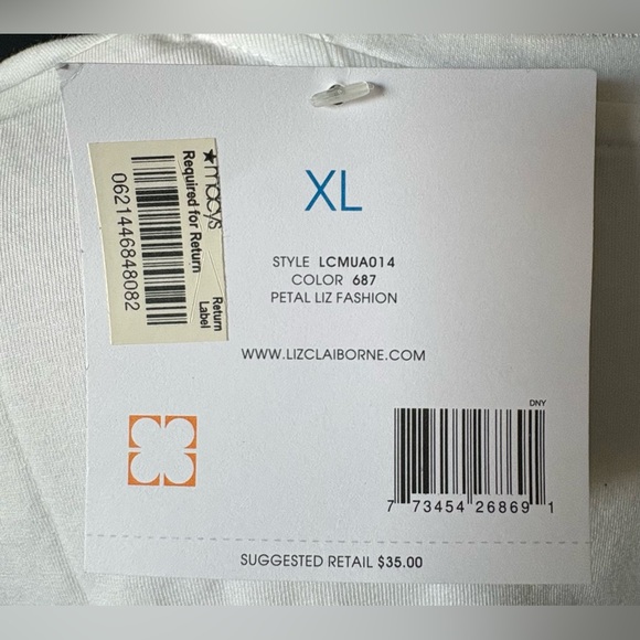 Liz Claiborne White and Pink Floral Short Sleeve Tee - Picture 9 of 9